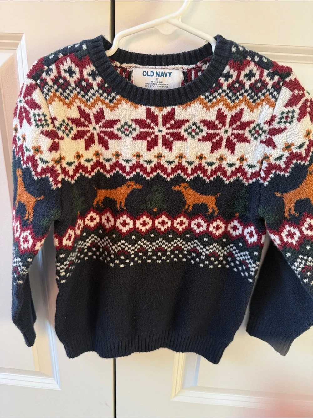 Old Navy Women's Navy Fair Isle dog Knit Sweater